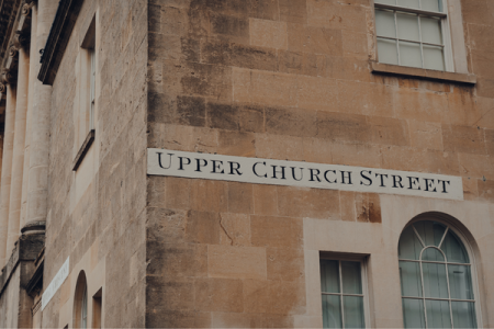 Sign for Upper Church Street in Bath