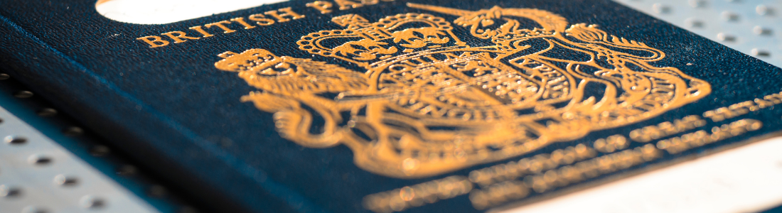 Close up of cover of British passport