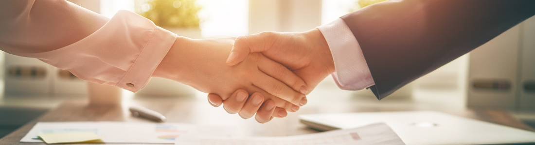 Handshake on meeting conveyancing solicitor