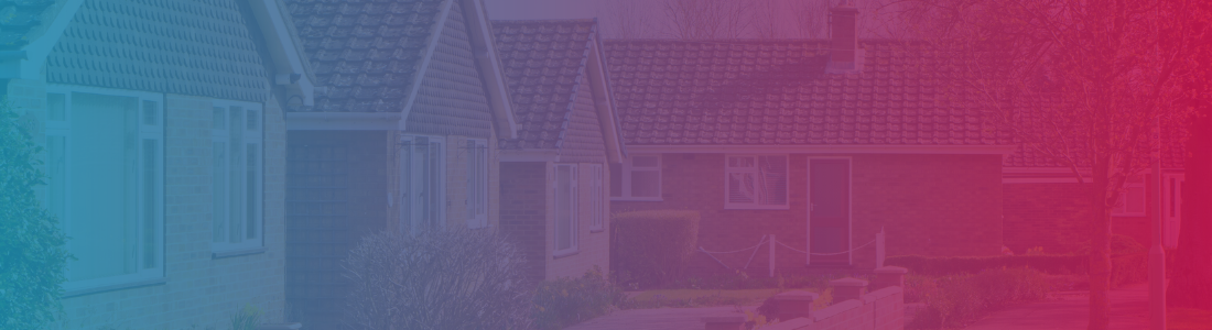 Row of small brick built bungalows