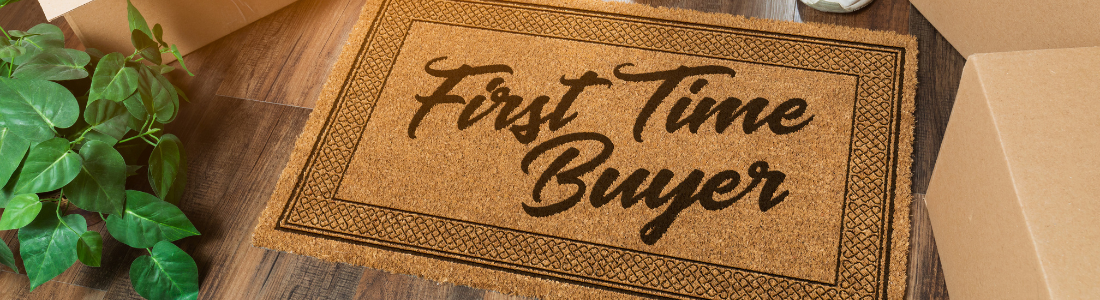 First time buyer on doormat representing help for first time buyers