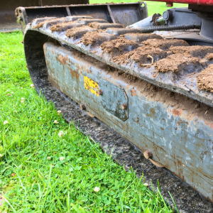 Tracked digger brought in to remove bamboo